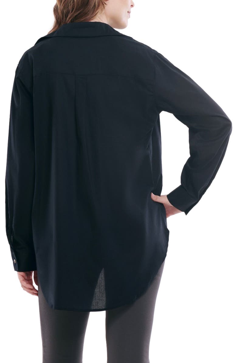 MOTHERHOOD MATERNITY Long Sleeve Button-Up Poplin Shirt, Alternate, color, Black