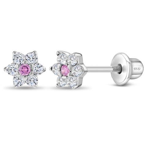Cubic Zirconia Cluster Flower Earrings