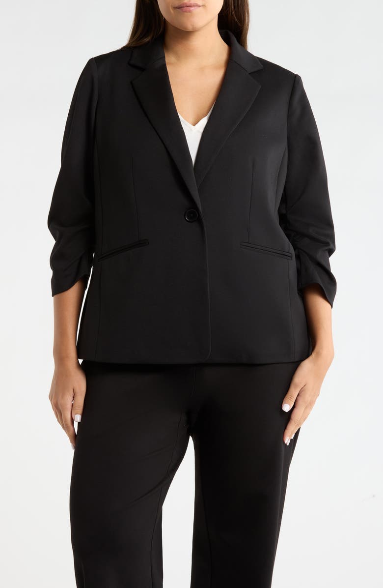 AK ANNE KLEIN Scrunch Sleeve Ponte Knit Blazer, Alternate, color, 