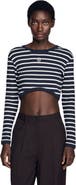 SANDRO Cropped striped cotton T-shirt