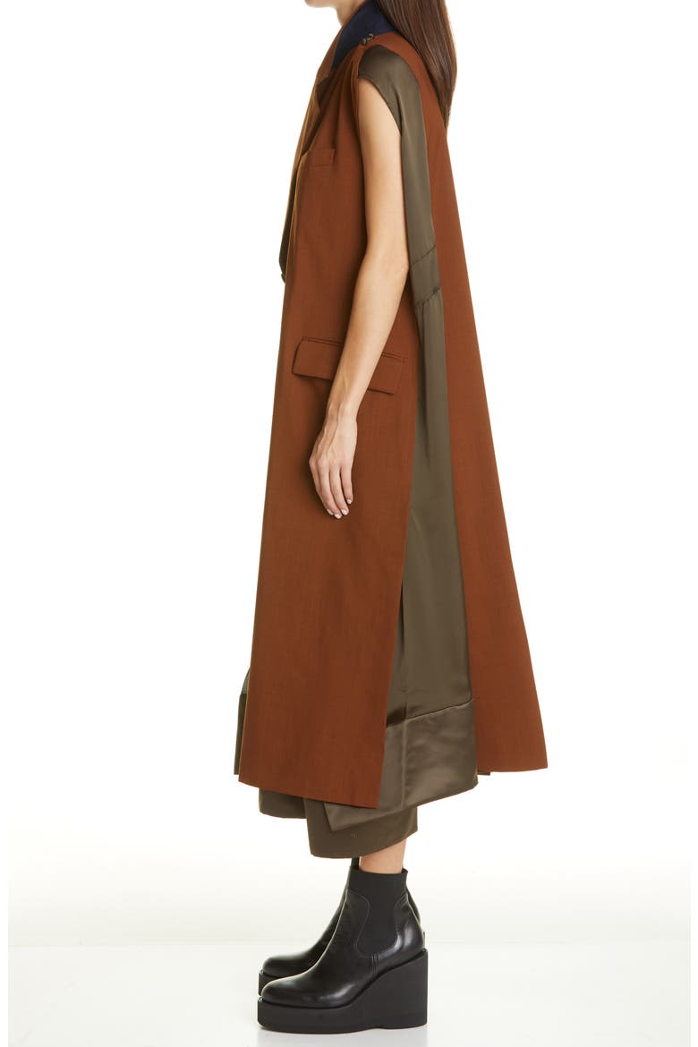 Mixed Media Midi Dress, Alternate, color, BROWN/ KHAKI