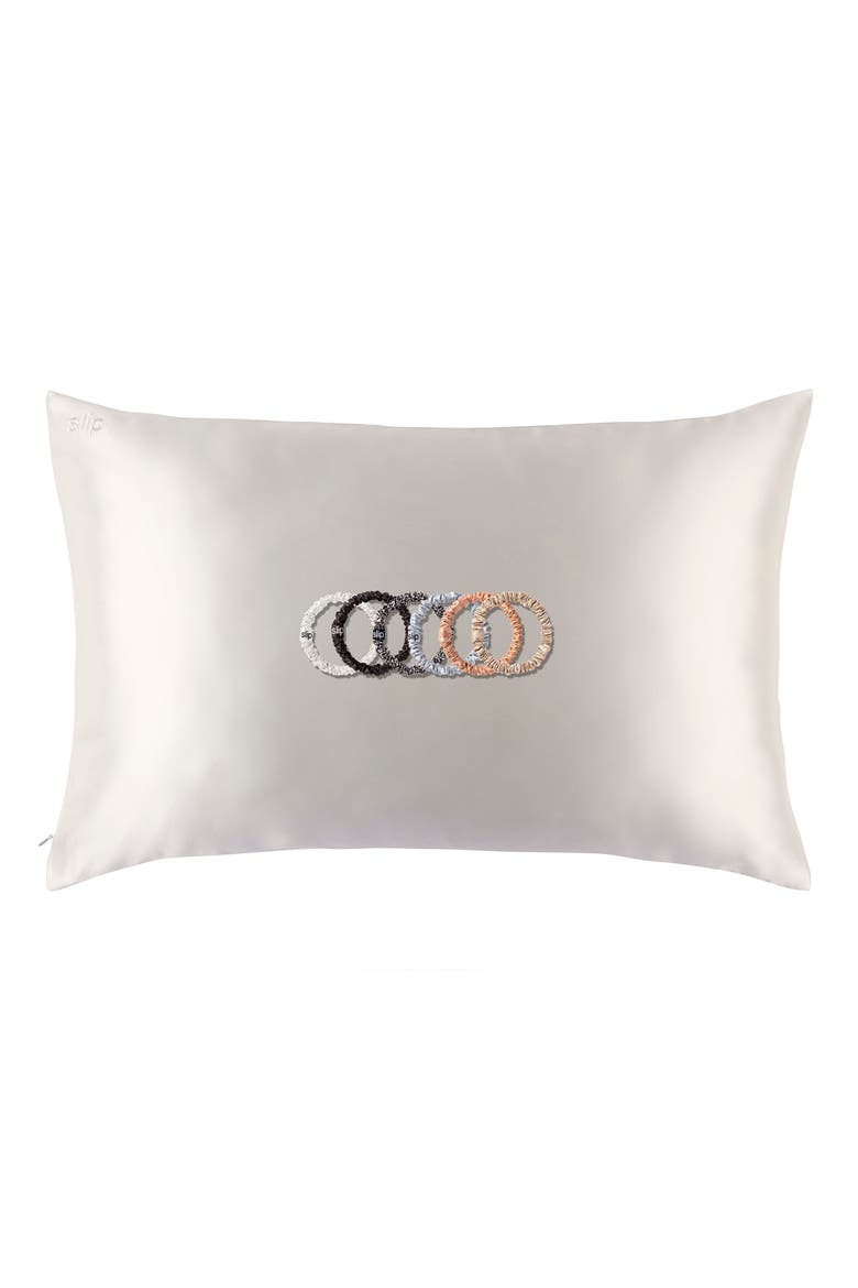 Pure Silk Pillowcase & Skinny Scrunchie Set (Nordstrom Exclusive) $128 Value, Main, color, WHITE