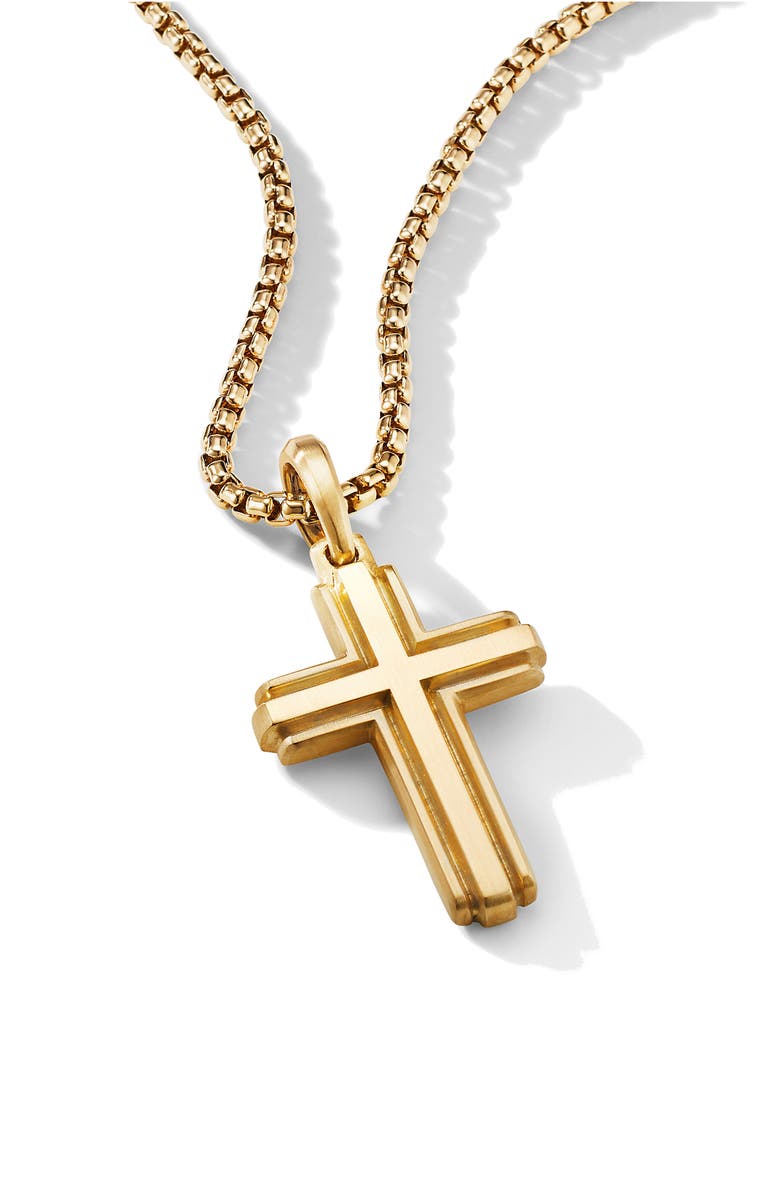 David Yurman Deco Cross Pendant in 18K Yellow Gold, Alternate, color, 