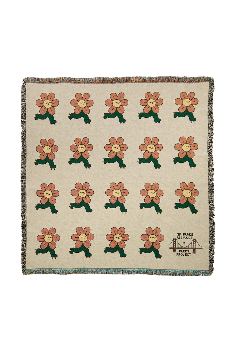 San Francisco Parks Alliance Park Lovers Club Blanket, Main, color, Floral Beige