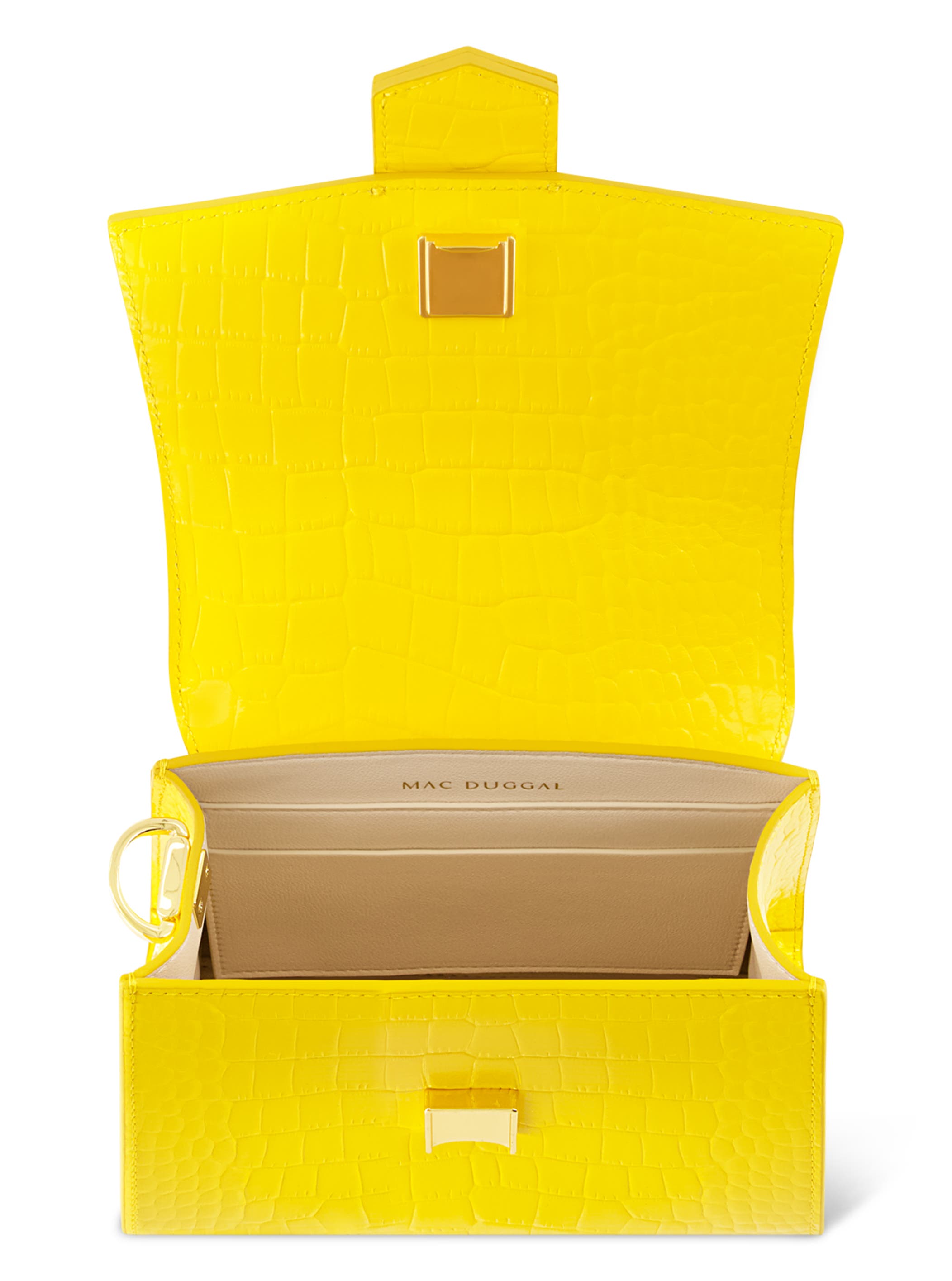 Crocodile Leather Buckle Detail Mini Handbag, Alternate, color, Sunshine