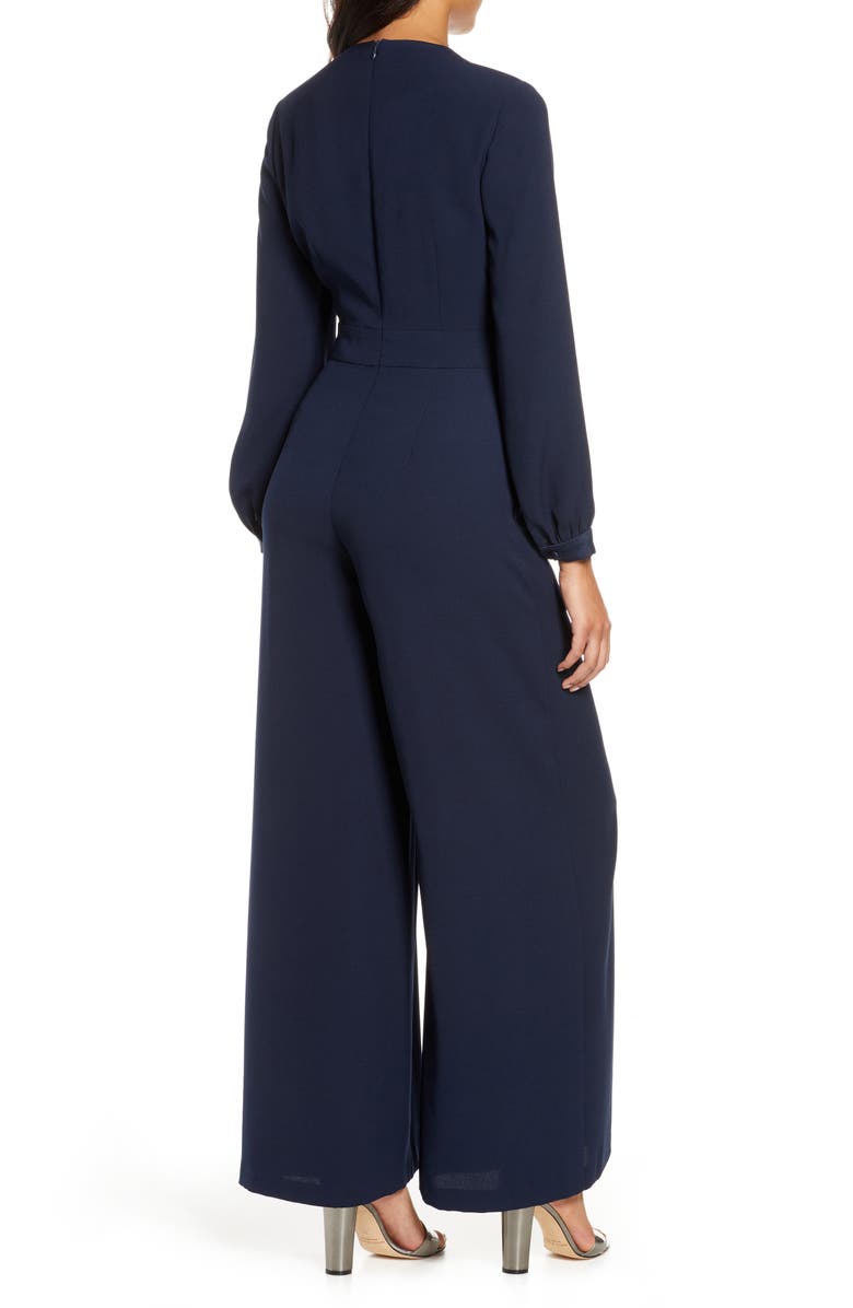 Eliza J Long Sleeve Wide Leg Jumpsuit, Alternate, color,