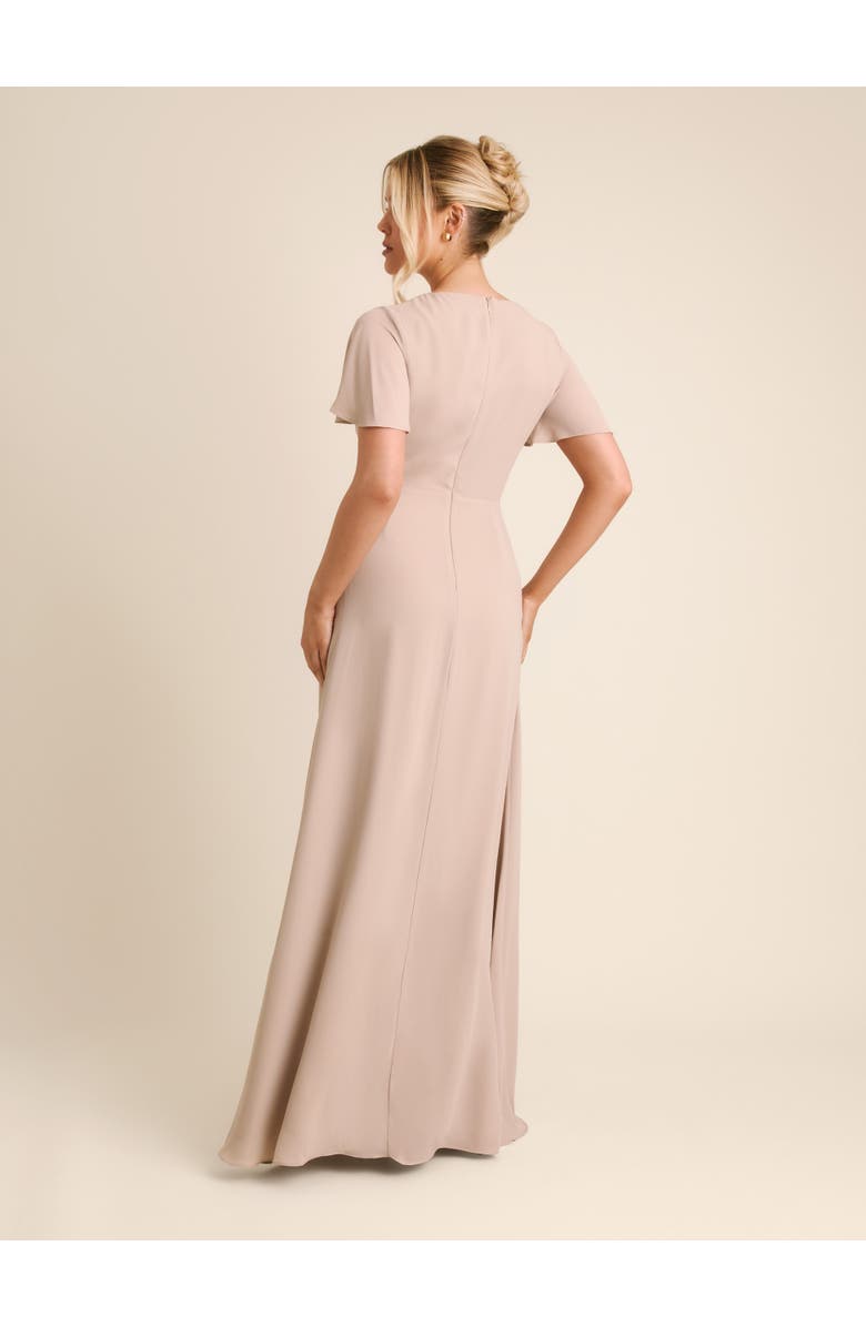 Six Stories Knot Front Chiffon Bridesmaid Dress, Alternate, color, Truffle