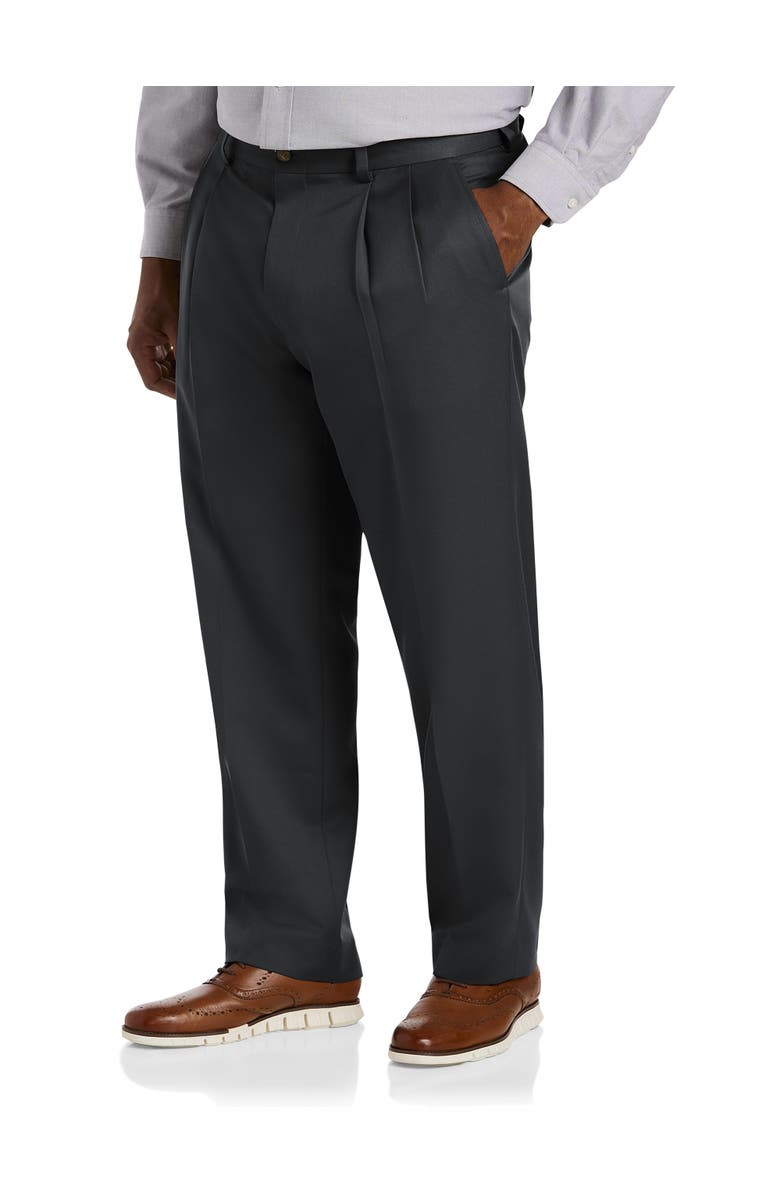 B+T Essentials Big & Tall Pleated Microfiber Dress Pants, Main, color, Black
