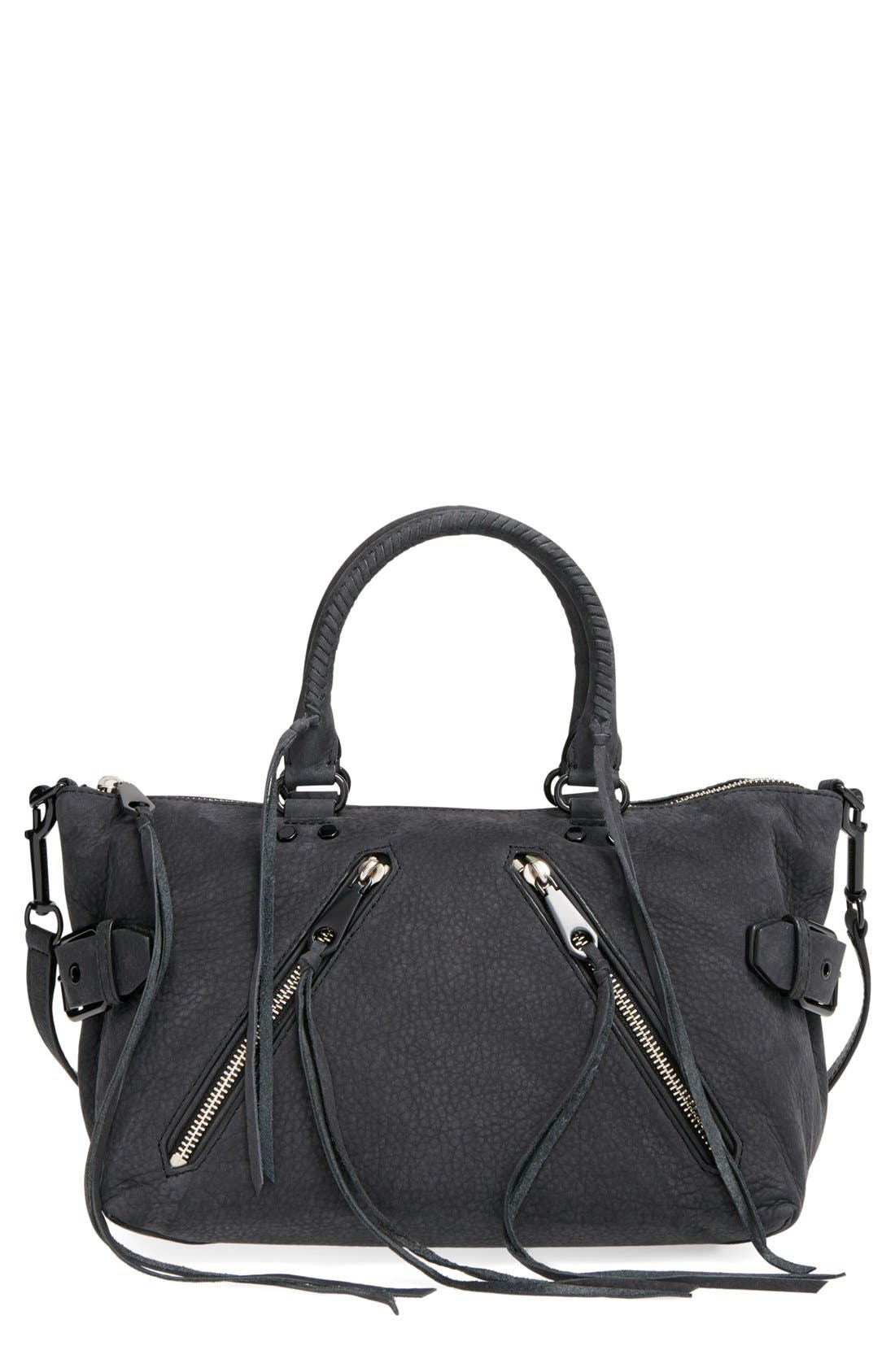 'Moto' Satchel, Main, color, BLACK