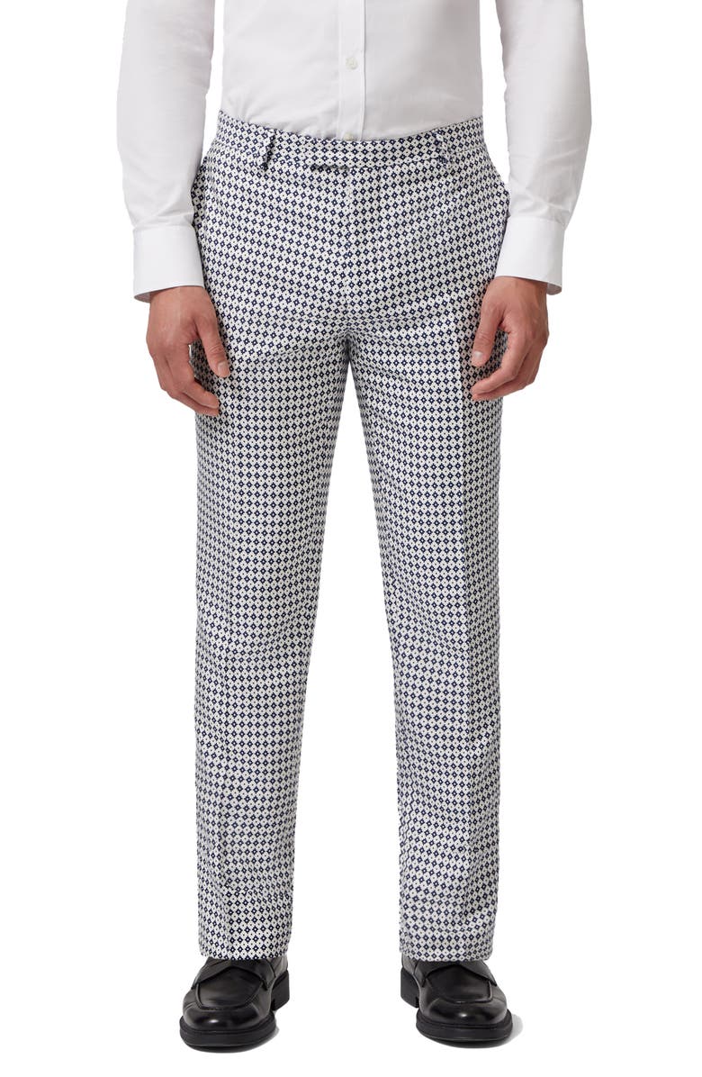 Twisted Tailor Siorek Slim Fit White Jacquard Suit Trousers, Main, color, 