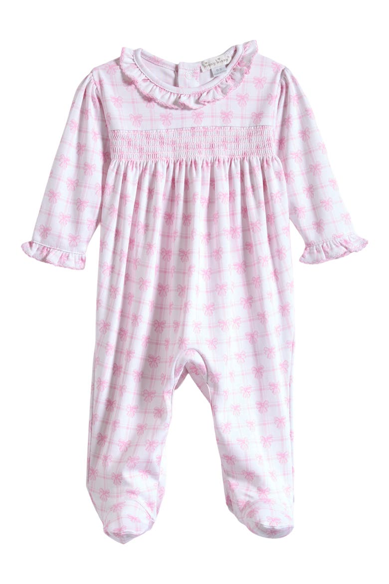 Ruffle Smocked Cotton Footie, Main, color, PINK