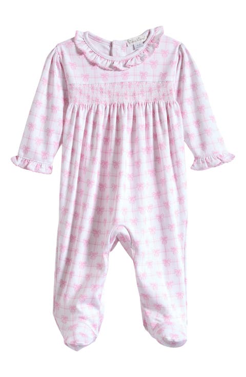 Ruffle Smocked Cotton Footie