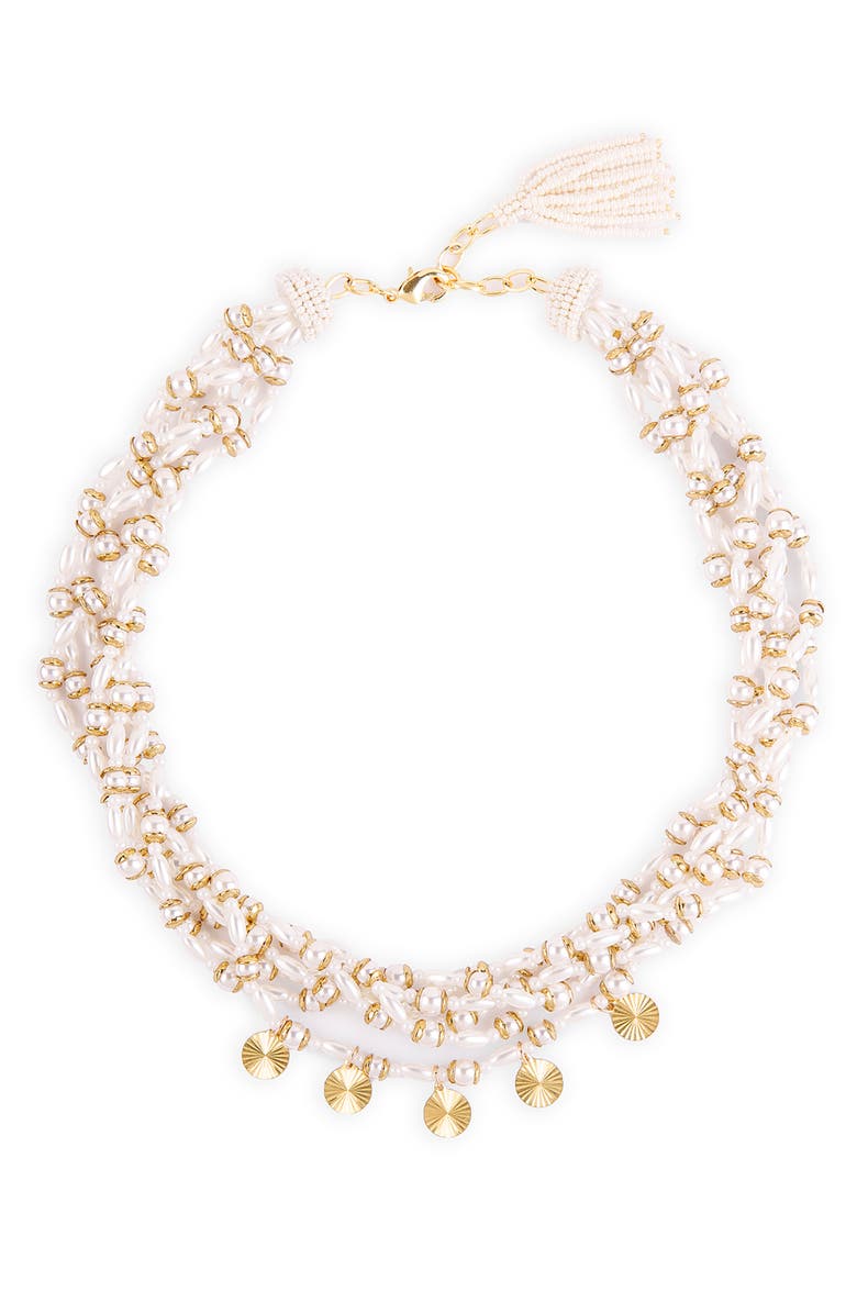 Deepa Gurnani Saravia Beaded Necklace, Main, color, Ivory