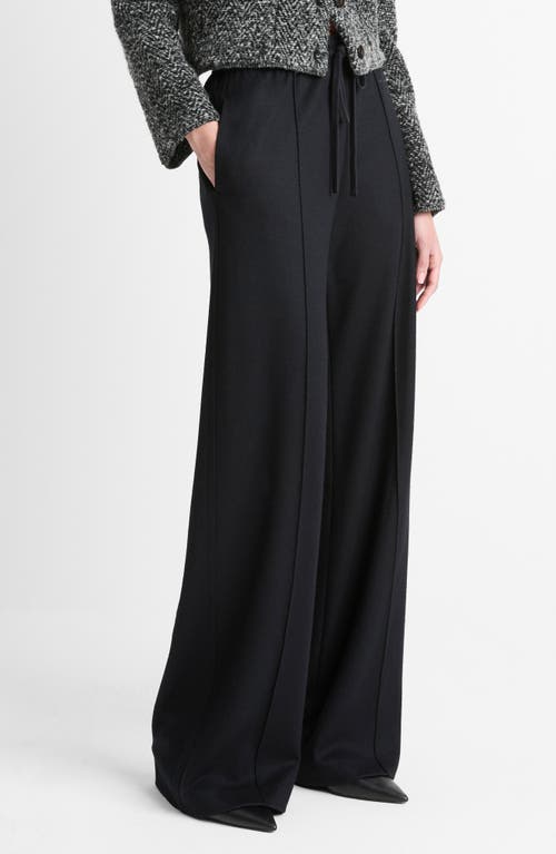 Vince Wool Blend Pull-on Wide Leg Drawstring Pants In Black