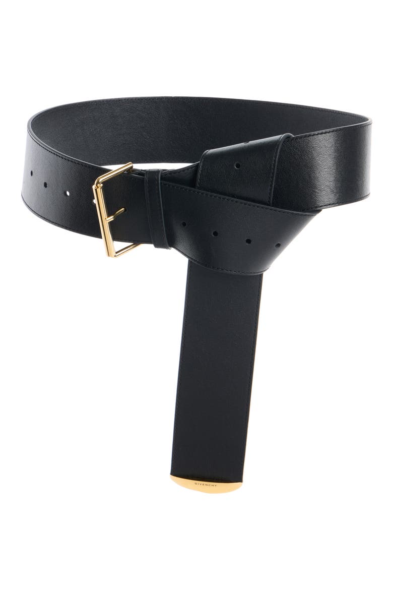 Voyou Metal Tip Wide Leather Belt, Main, color, BLACK