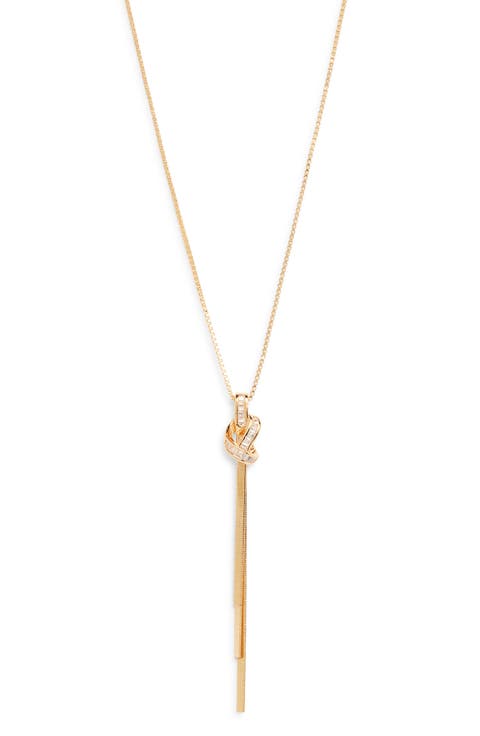 Cubic Zirconia Knot Tassel Pendant Necklace