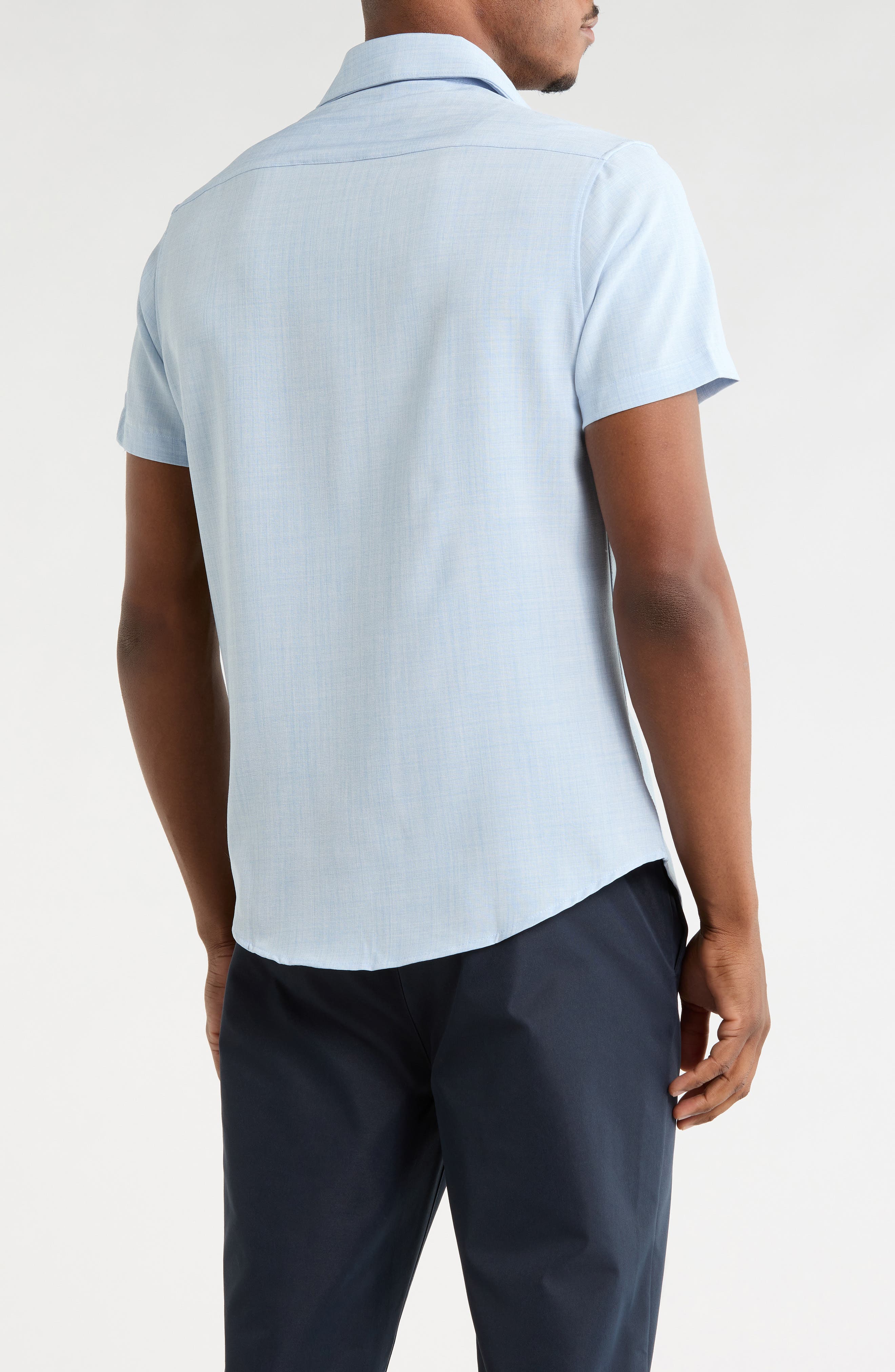 Melange Short Sleeve Tech Button-Up Shirt - image 2