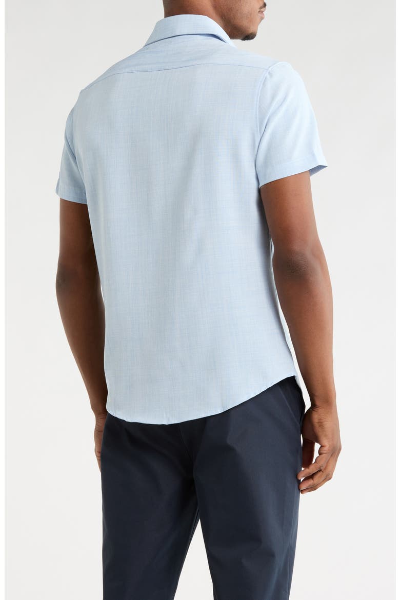 Mélange Short Sleeve Tech Button-Up Shirt, Alternate, color, LIGHT BLUE