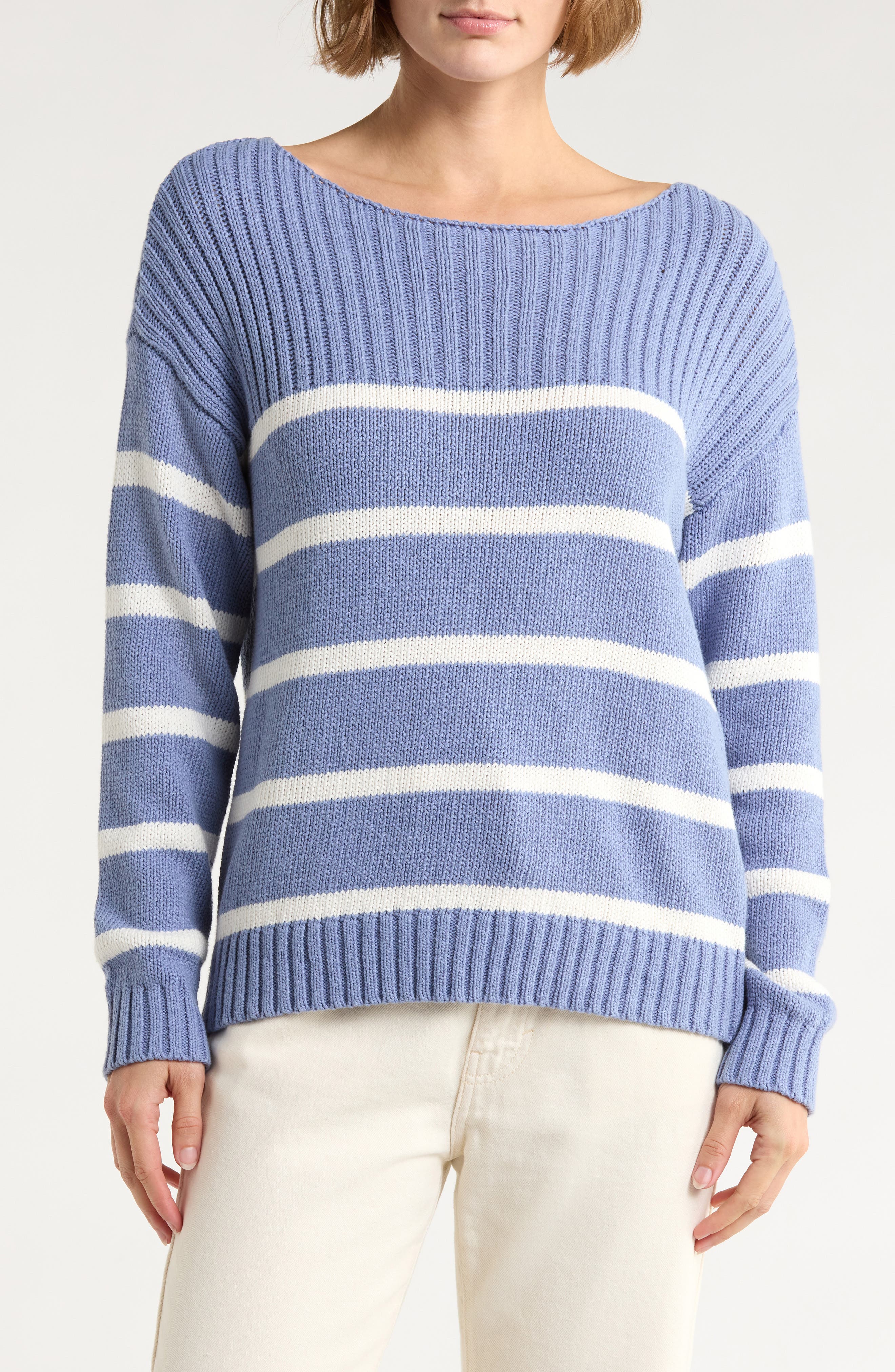 Lucky Brand Stripe Boat Neck Sweater