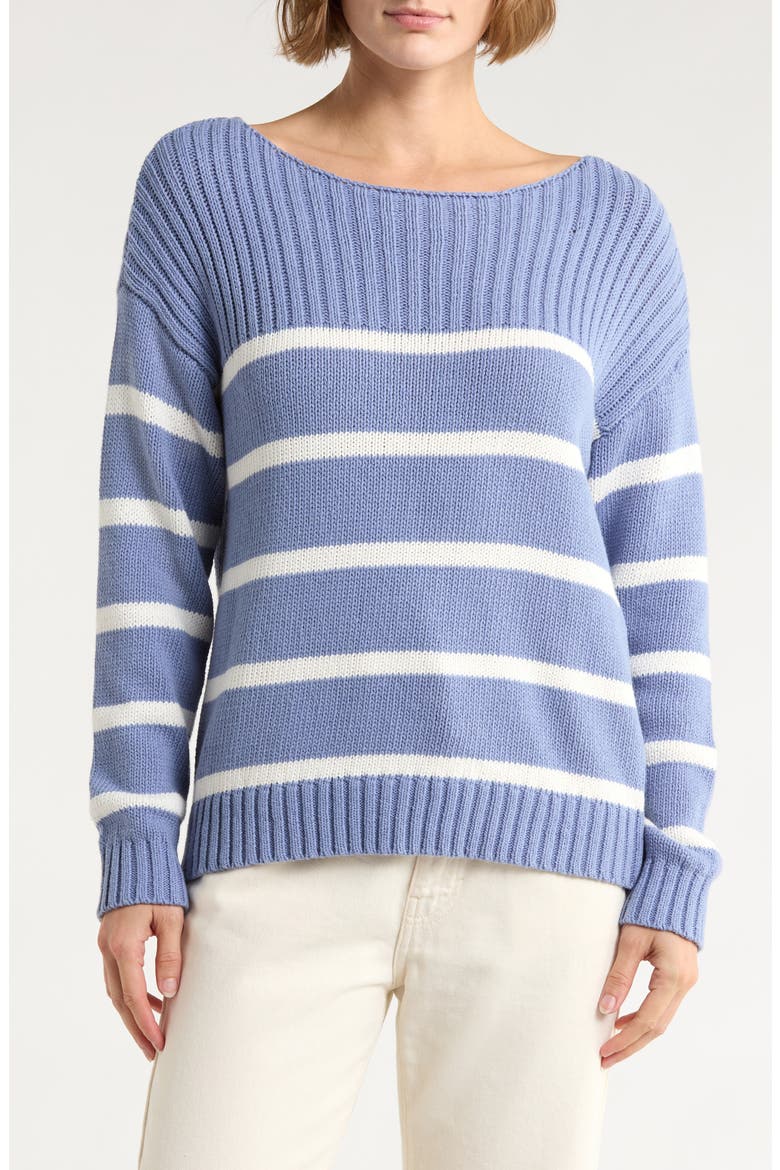 Stripe Boat Neck Sweater, Main, color, STONEWASH STRIPE
