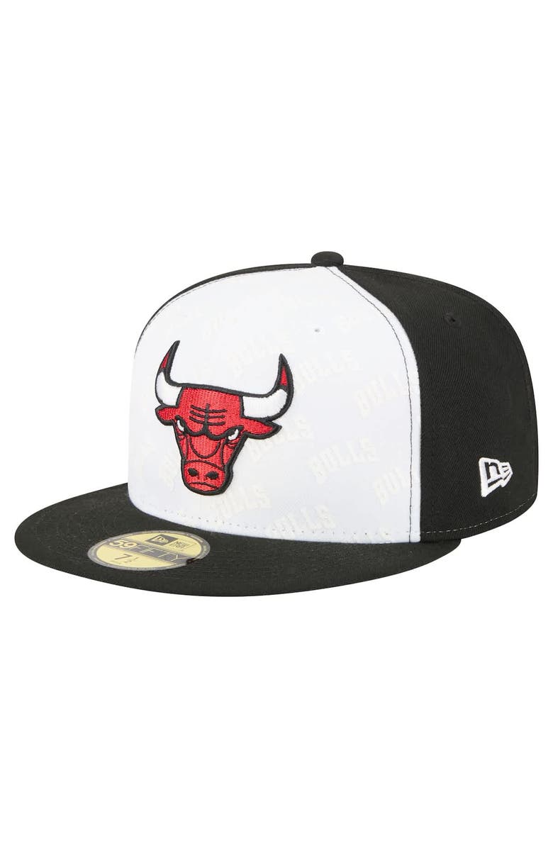 New Era Men's New Era White/Black Chicago Bulls Repeat 59Fifty Fitted Hat, Main, color, White