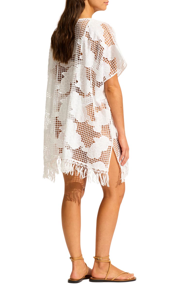 Seafolly Sheer Mesh Cover-Up Caftan, Alternate, color, 
