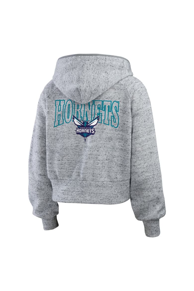 Women's WEAR by Erin Andrews Heather Gray Charlotte Hornets Speckled Radiator Full-Zip Hoodie, Alternate, color, Heather Gray