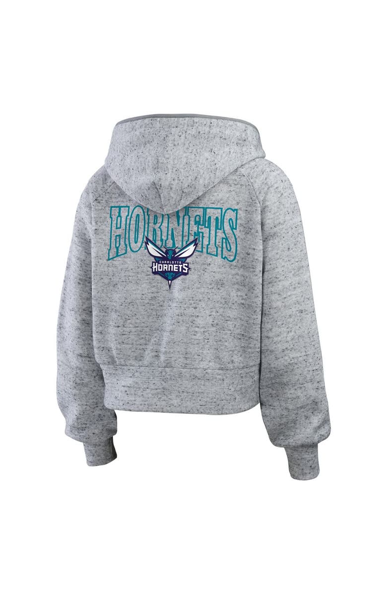 WEAR by Erin Andrews Women's WEAR by Erin Andrews Heather Gray Charlotte Hornets Speckled Radiator Full-Zip Hoodie, Alternate, color, Heather Gray
