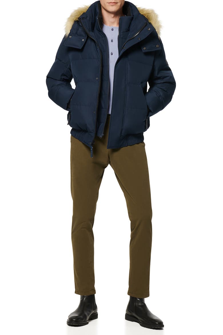 Umbra Faux Fur Trim Quilted Jacket, Alternate, color, INK