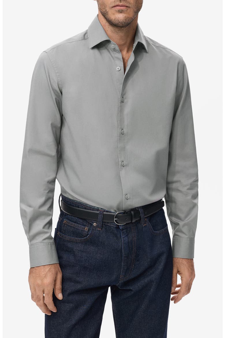 Slim Fit Cotton & Lyocell Button-Up Shirt, Main, color, GREY