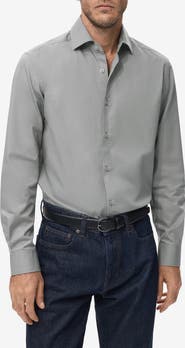MANGO Slim Fit Cotton & Lyocell Button-Up Shirt
