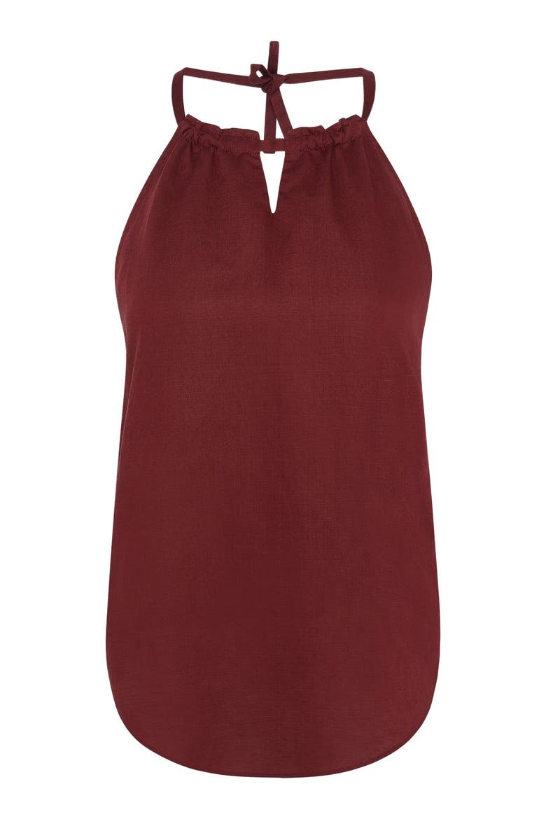 Handkerchief Open Halter Top, Alternate, color, Dark Cherry