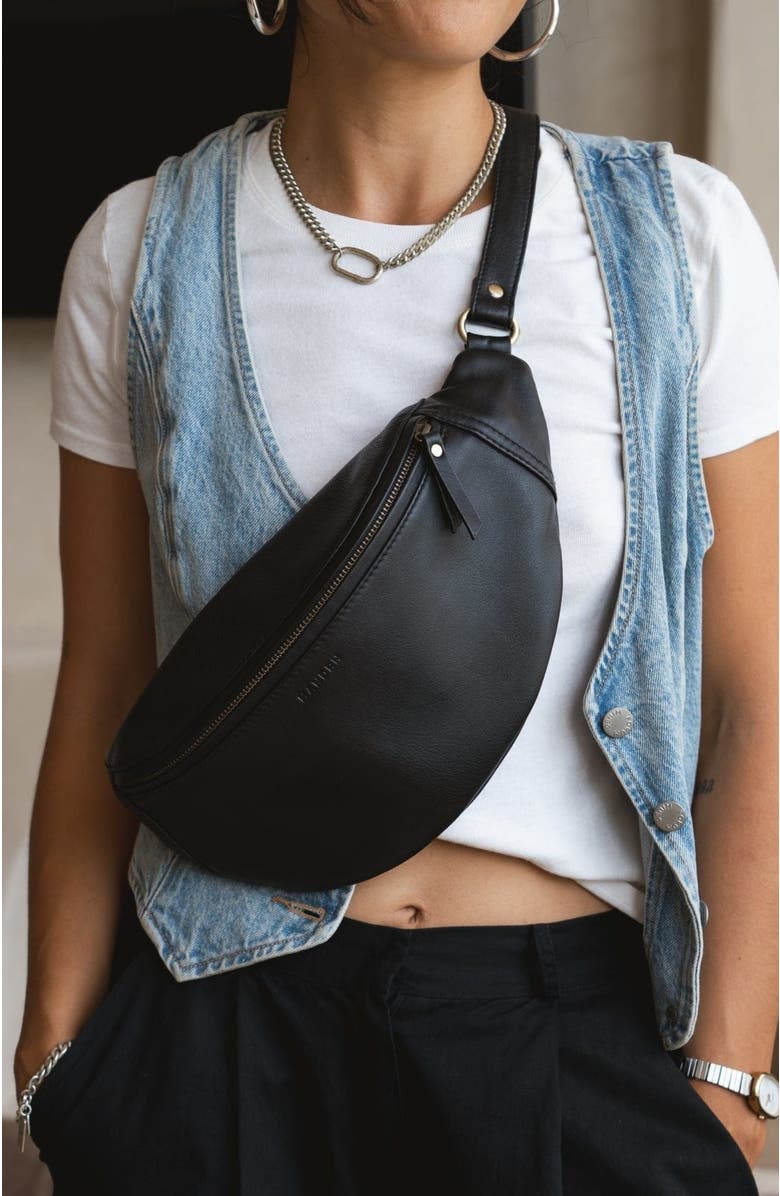 Mandrn Leather Crossbody Bag, Alternate, color, Black
