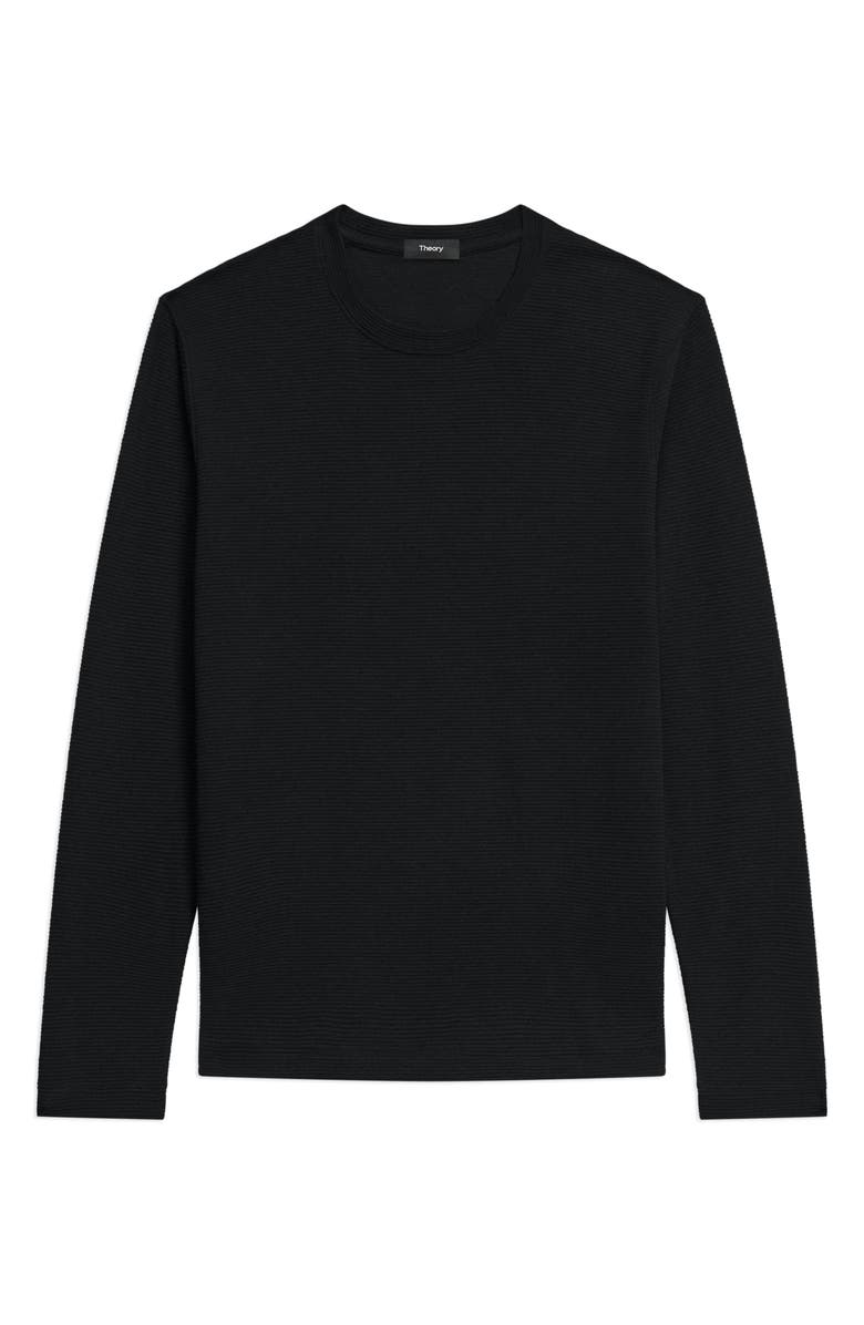 Theory Delroy Textured Long Sleeve T-Shirt, Alternate, color, Black