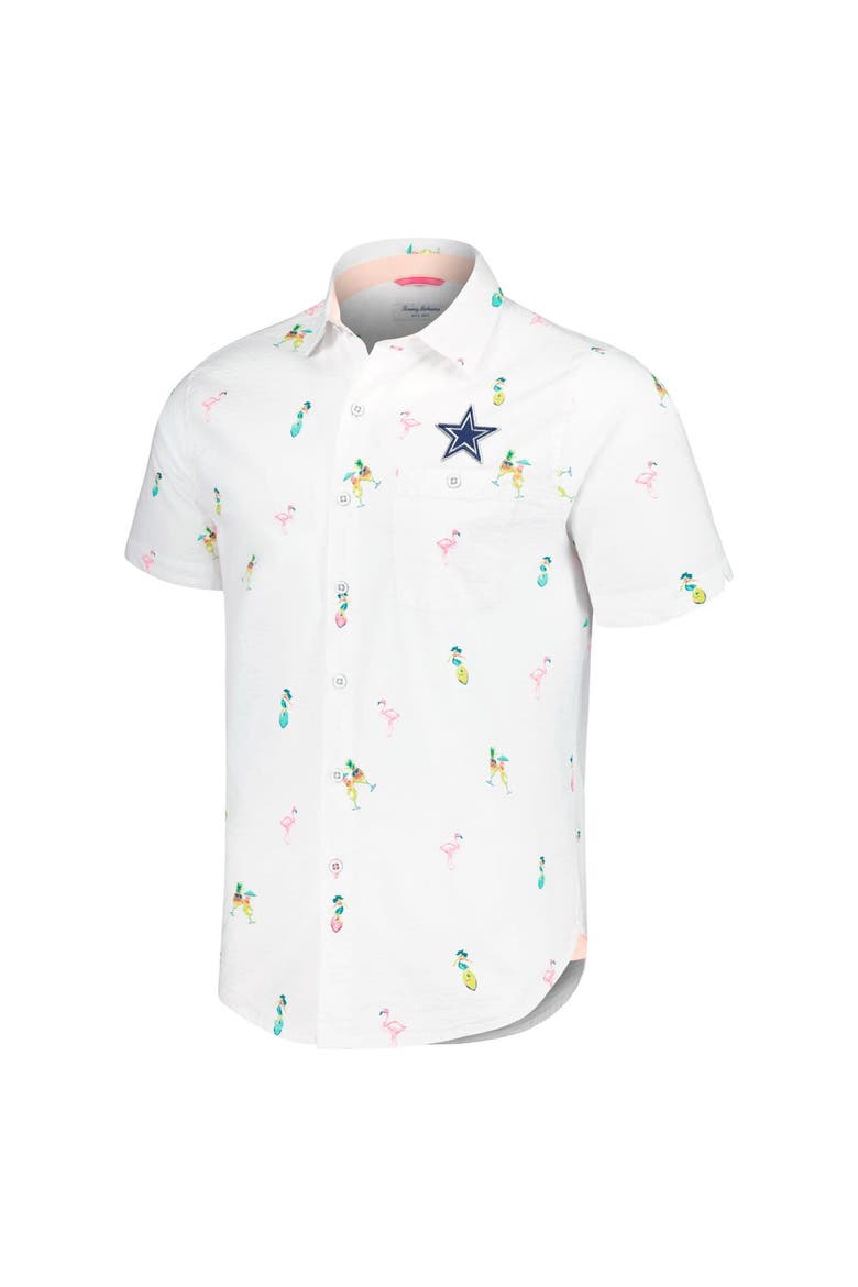 Men's Tommy Bahama White Dallas Cowboys Nova Wave Flocktail Button-Up Shirt, Alternate, color, White
