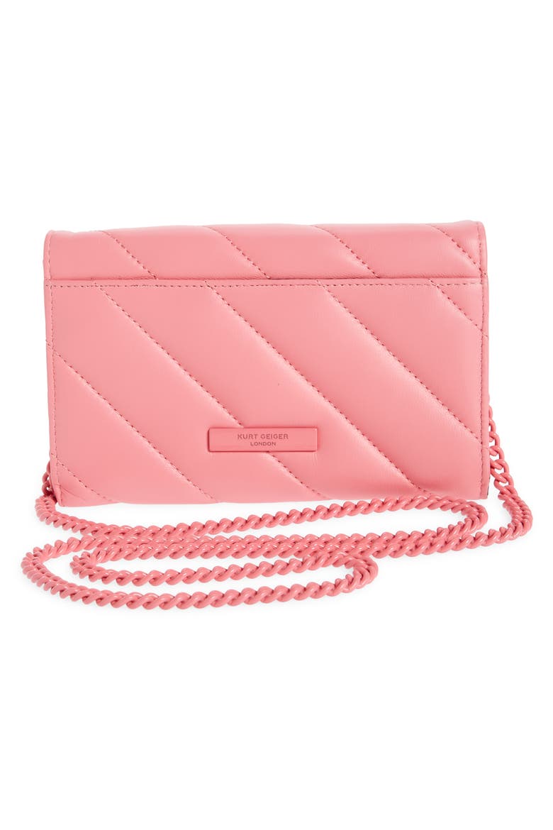 Soho Drench Leather Wallet on a Chain, Alternate, color, PINK