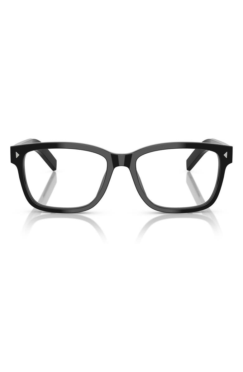 Prada 53mm Rectangular Optical Glasses, Main, color, Black