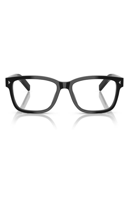 Prada 53mm Rectangular Optical Glasses In Black