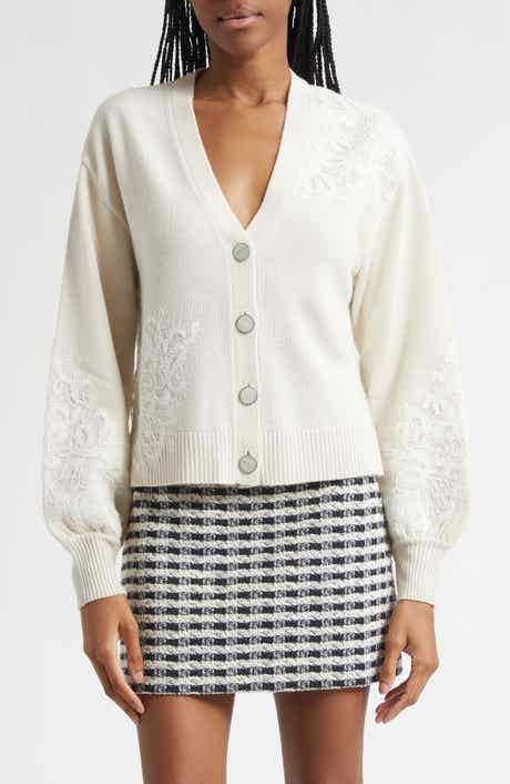 Perry Lace Accent Wool & Cashmere Cardigan