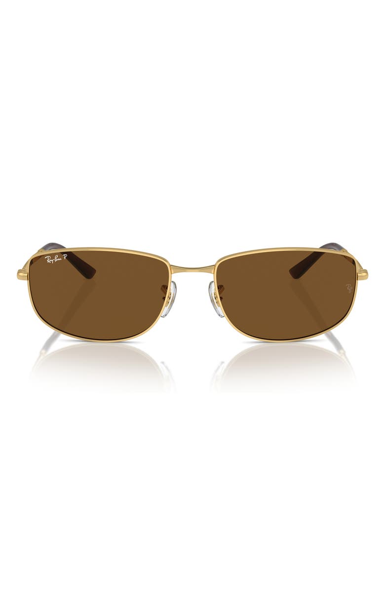 Ray-Ban 56mm Irregular Sunglasses, Main, color, Gold/ Brown