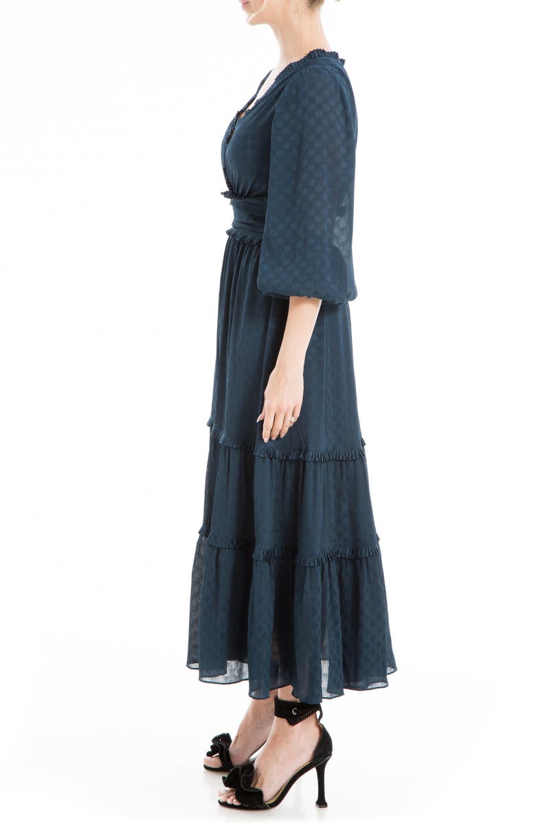 MAX STUDIO Long Sleeve Jacquard Satin Tiered Maxi Dress, Alternate, color, 