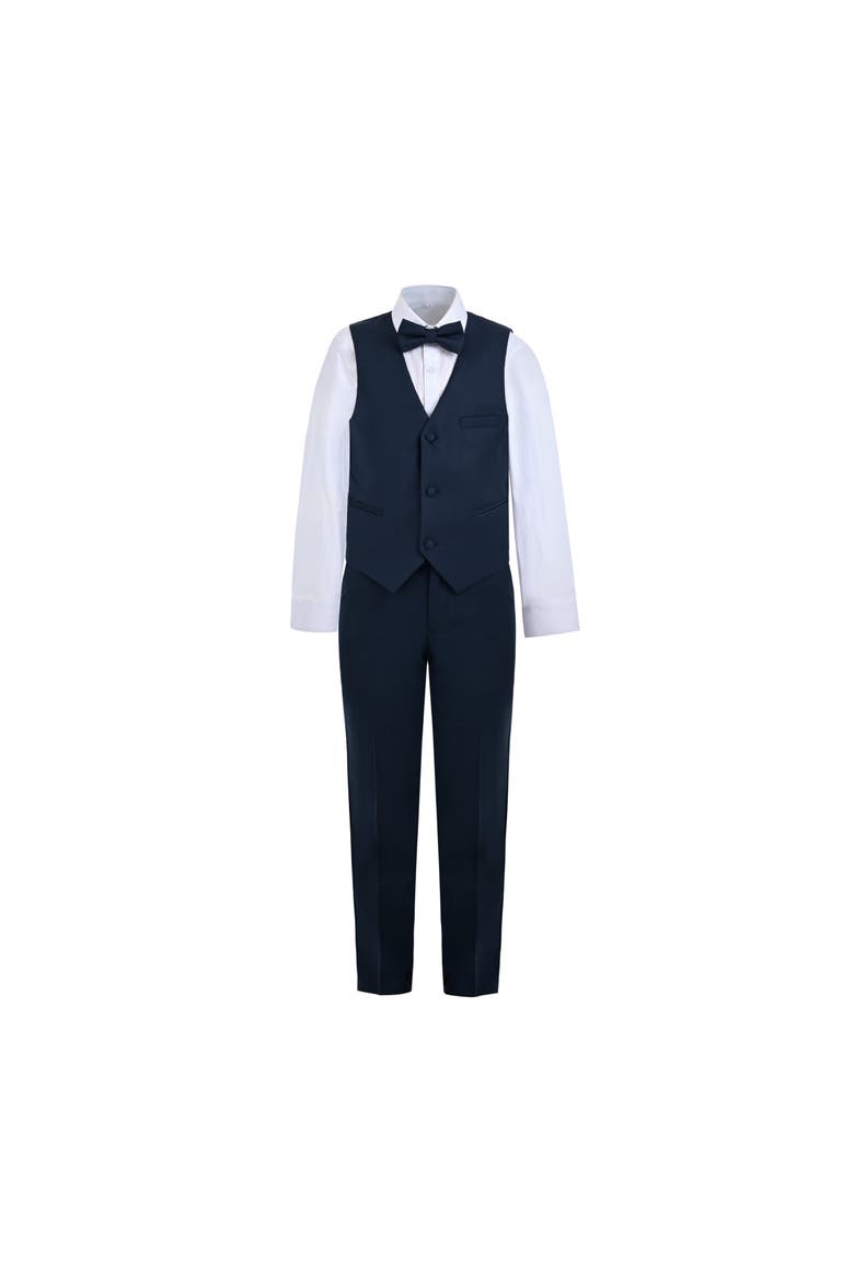 Serge Formal Vest & Bow Tie Suit, Main, color, Navy