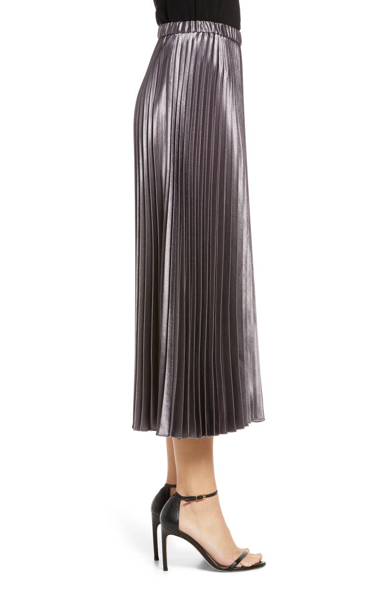 Anne Klein Pleated Satin Midi Skirt, Alternate, color,