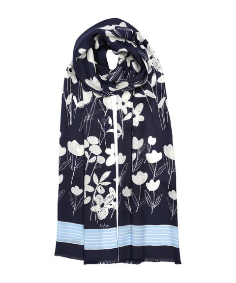 Scribble Floral Silk Oblong