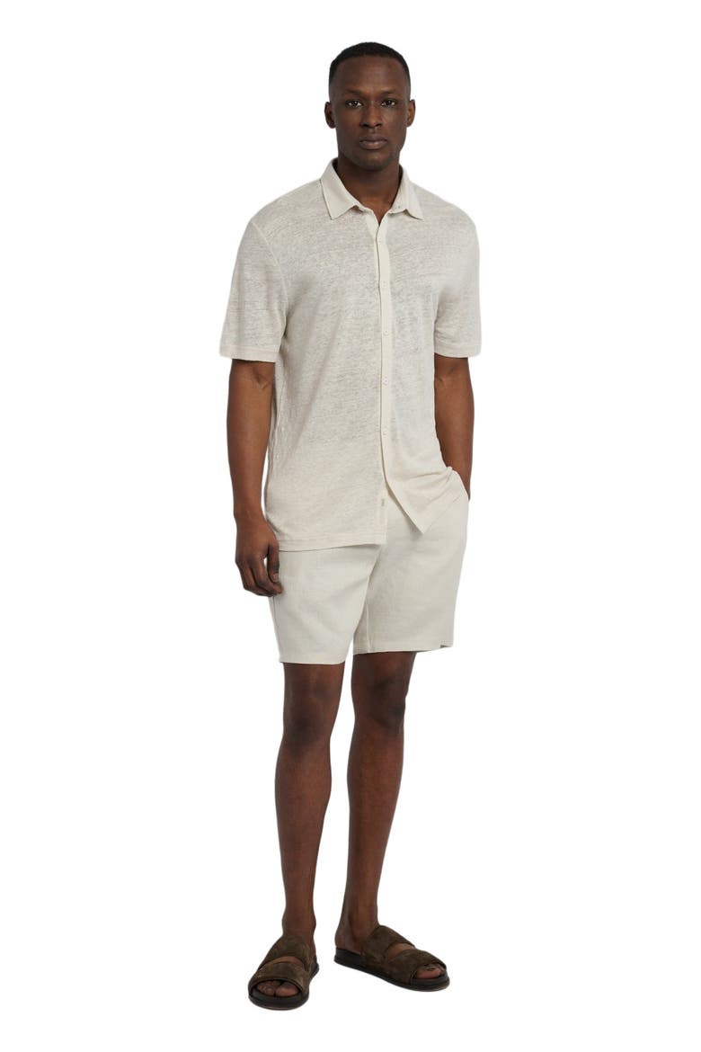 Linen Fixed-Waist Short, Main, color, STONE