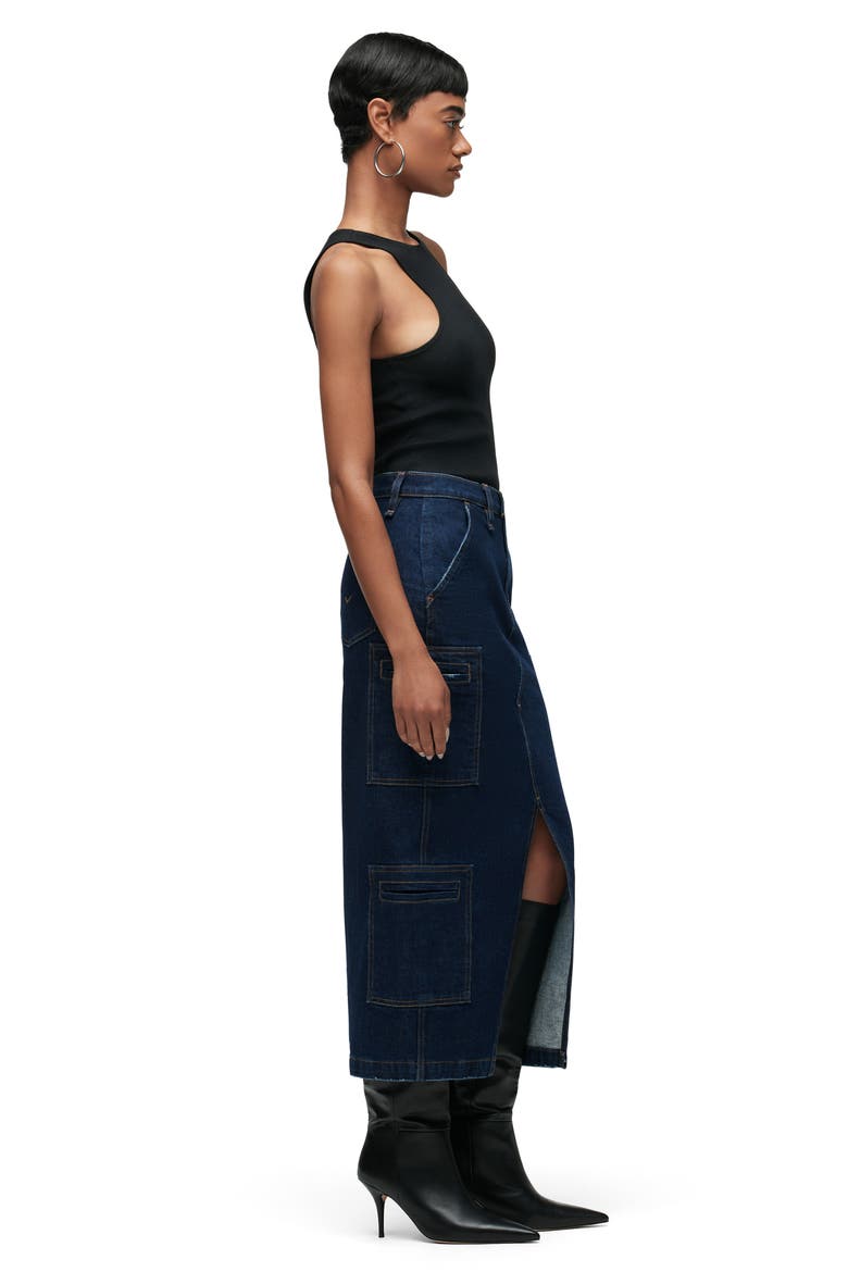 Reconstructed Stretch Cotton Denim Maxi Skirt, Alternate, color, DENIM RINSE