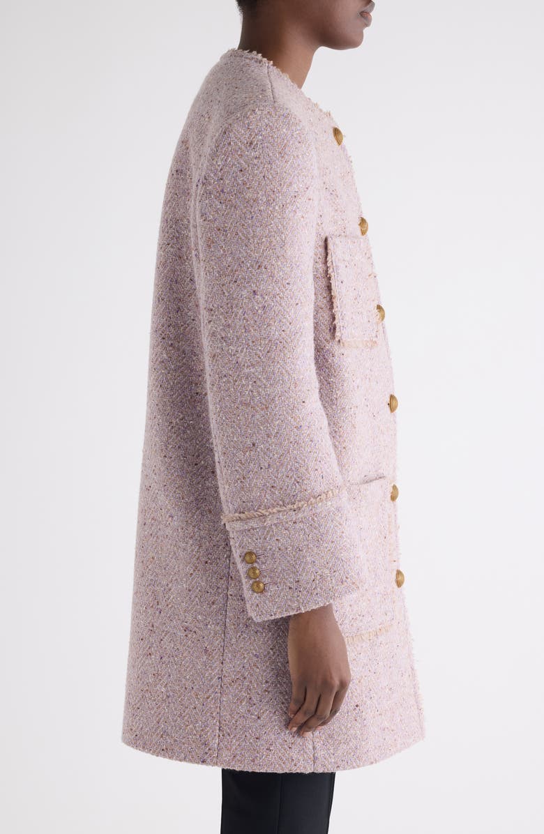 Chloé Fringe Wool Blend Tweed Herringbone Jacket, Alternate, color, Silky Violet