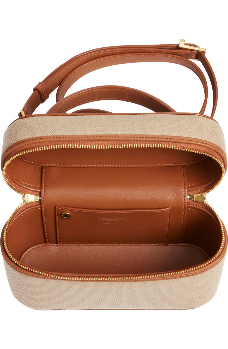 Saint Laurent Gaby Canvas & Leather Vanity Case, Alternate, color, Desert Dust/ Brick