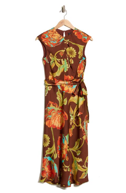 Print Tie Waist Midi Dress