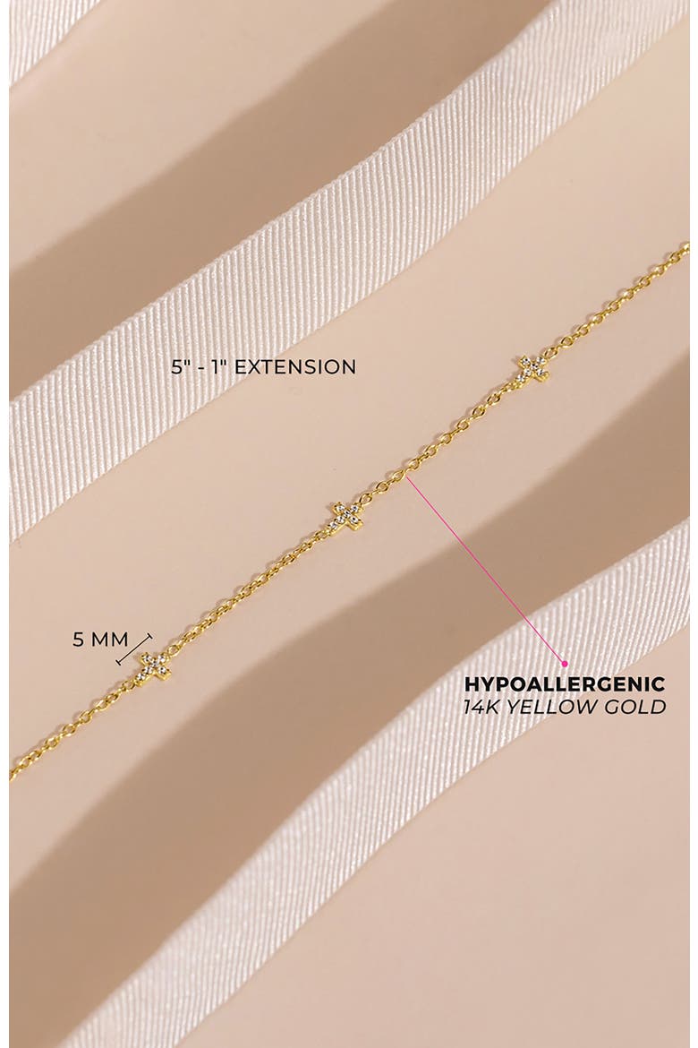 14k Tiny Cross Link Bracelet, Alternate, color, Gold